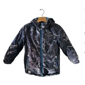 ZeroXPosur Boys 5-6 Gray Blue Hooded Ski Jacket Coat Snow Insulated Waterproof